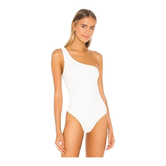 Show Me Your MuMu White Bodysuit One Shoulder Sleeveless in Bone Size Small - Picture 1 of 10